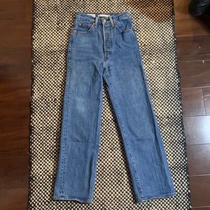 Levi’s Ribcage Strait blue jeans, like new, size 24” waist 27” length